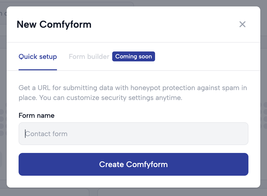 Creating new form in Comfyform app